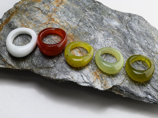 obrączki Pierścionki z naturalnych kamieni jadeitu, karneolu, agatu