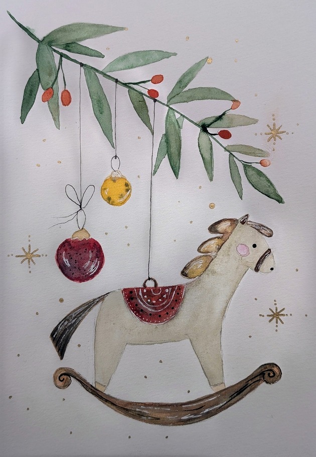 obrazy Oryginalna akwarela. Konik na biegunach A5