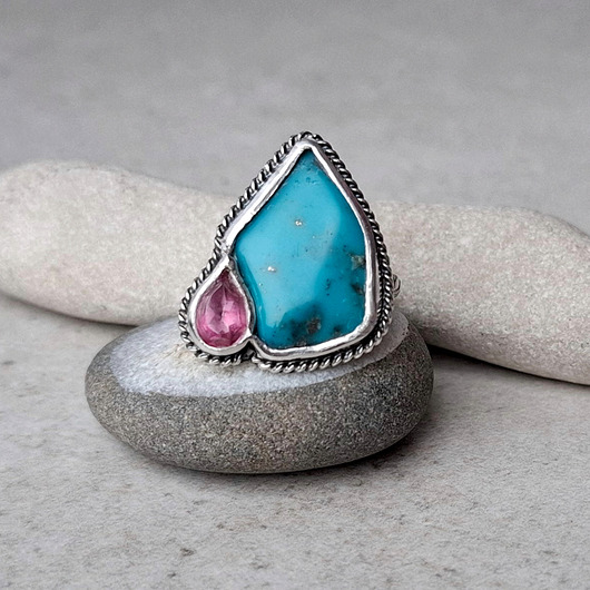 pierścionki srebrne Iris srebrny pierścionek z turkusem i topazem