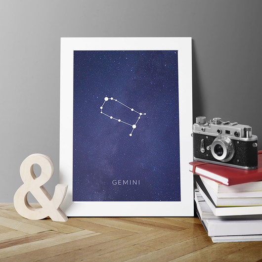 BLIŹNIĘTA - znak zodiaku - A3 plakat  PLAKATY GEOMETRYCZNE