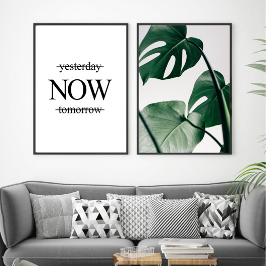 DWA PLAKATY botaniczne liście MONSTERA  black dot studio