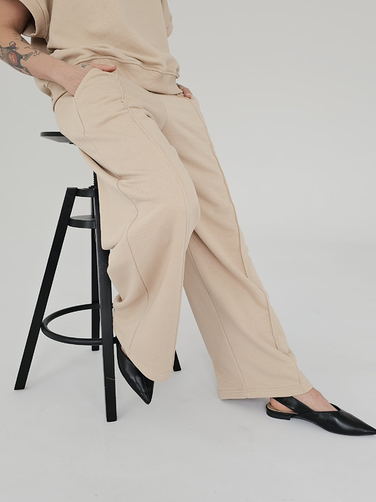 spodnie dresowe damskie Spodnie z dzianiny z szerokimi nogawkami wide leg