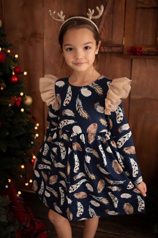 sukienki dla dziewczynki Granatowa sukienka w gwiazdki