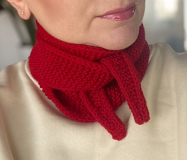 szale damskie Mini szalik z merynosa czerwony