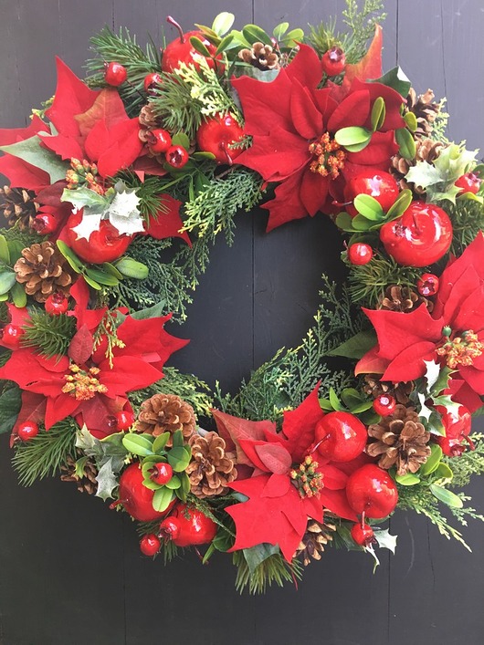 wianki bożonarodzeniowe Wianek bożonarodzeniowy czerwona poinsettia duży