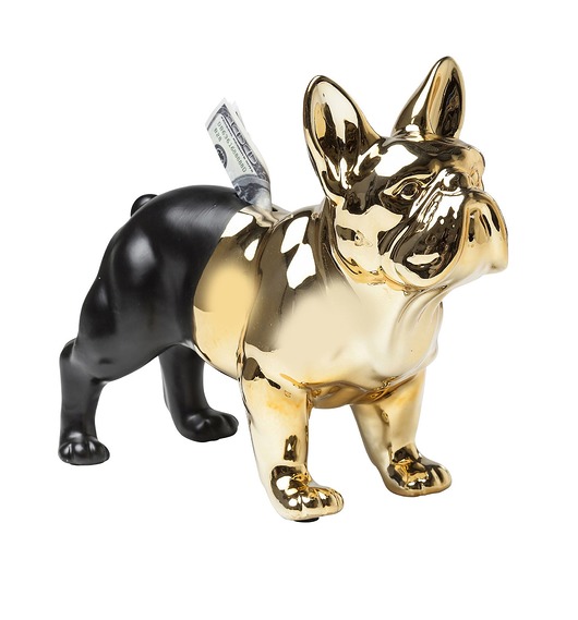 figurki i rzeźby Skarbonka Buldog duża buldożek złoto czarna