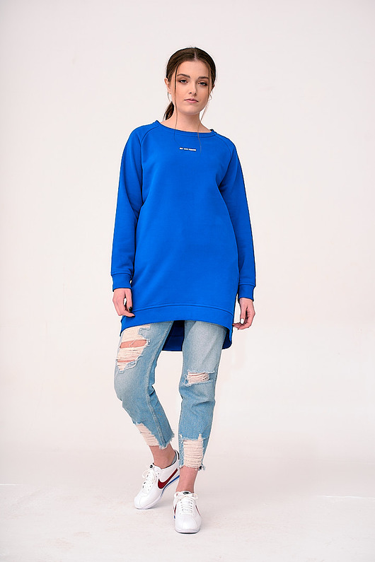 bluza bez kaptura damska Crew Neck Blue