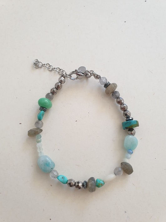 bransoletki z kamieni naturalnych Bransoletka  błękity, amazonit, labradoryt, akwamaryn, hematyt