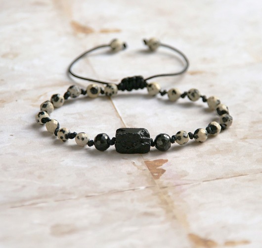 bransoletki z kamieni naturalnych OCHRONNA bransoletka - czarny turmalin, jaspis