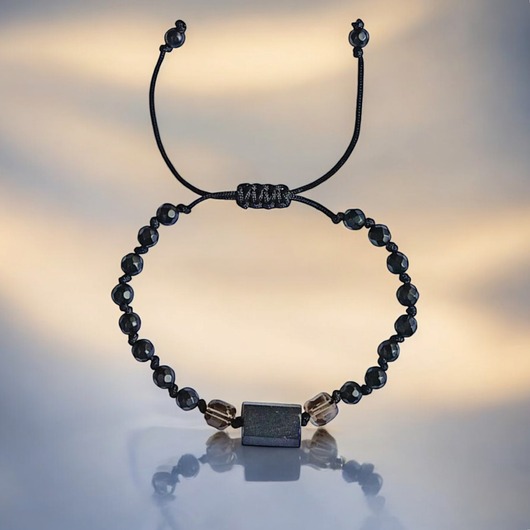 bransoletki z kamieni naturalnych OCHRONNA bransoletka - czarny turmalin, kwarc dymny, onyks mat