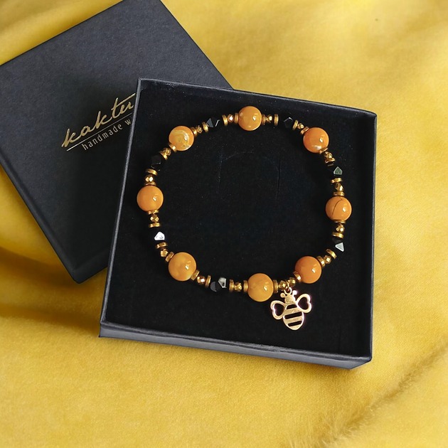 bransoletki z kamieni naturalnych PSZCZÓŁKA : pomysł na prezent agat, onyks, hematyt