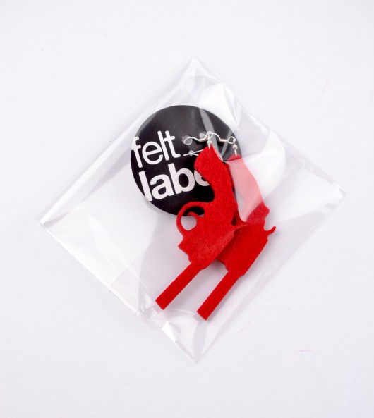 FeltGun earrings felt label