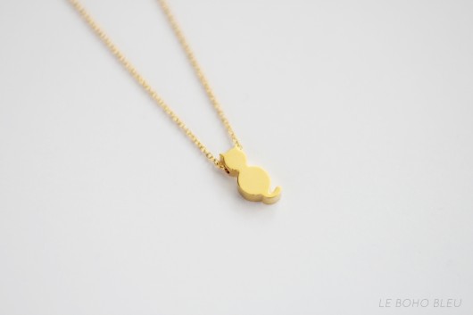 16k Gold Plated Matt Cat Necklace Le Boho Bleu