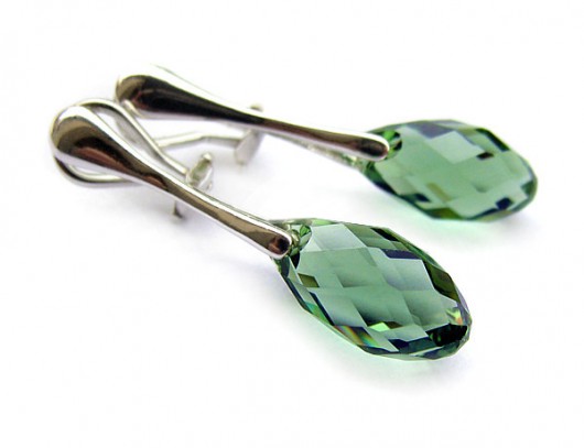 Srebrne klipsy z miętowymi kryształami Swarovski Marisella