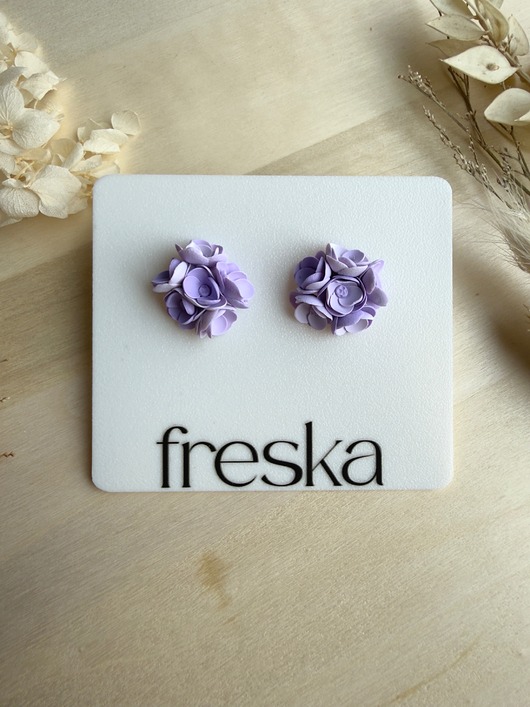 kolczyki z masy plastycznej Kolczyki Bukiet - fioletowe