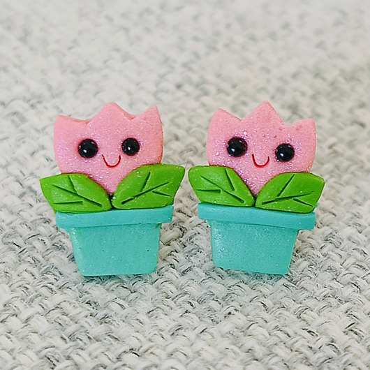 kolczyki z masy plastycznej Kolczyki Tulipany