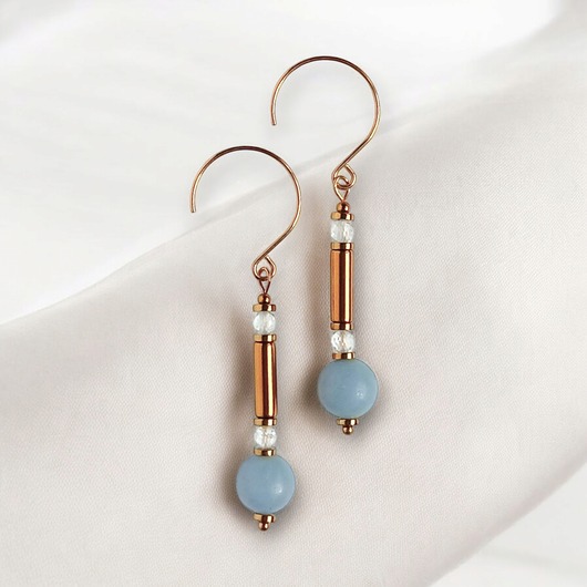 kolczyki z kamieniami Kolczyki angelit i topaz : okazałe i efektowne