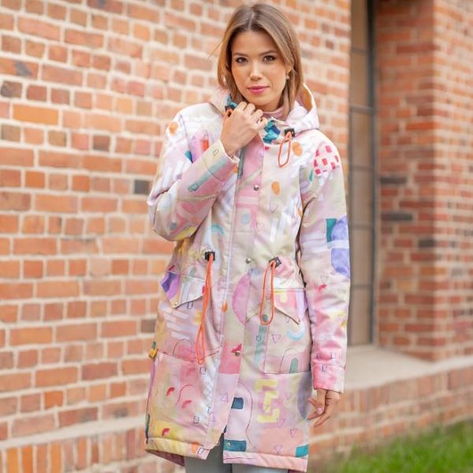 kurtki damskie Kurtka parka zimowa - pastel