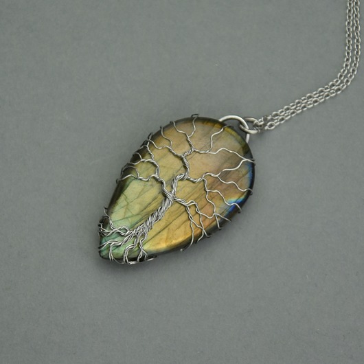 wisiory Wisiorek drzewo życia labradoryt wire wrapping