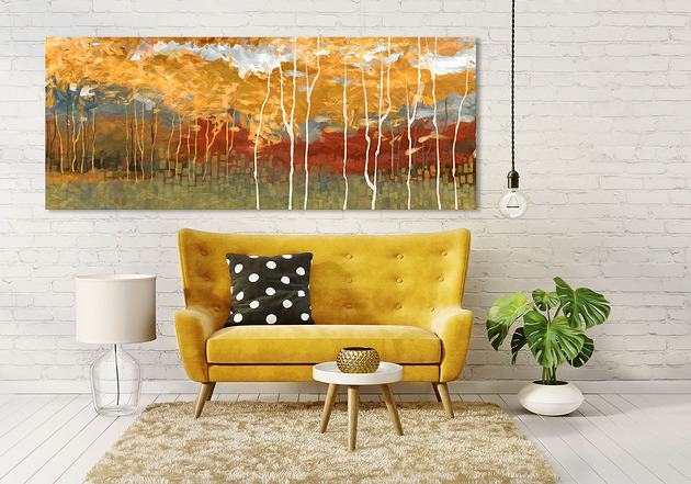 obrazy Obraz na płótnie JESIENNE DRZEWA- 150x60cm