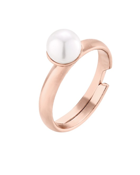 pierścionki złote Pierścionek z różowego złota z perłą White SWAROVSKI CRYSTAL