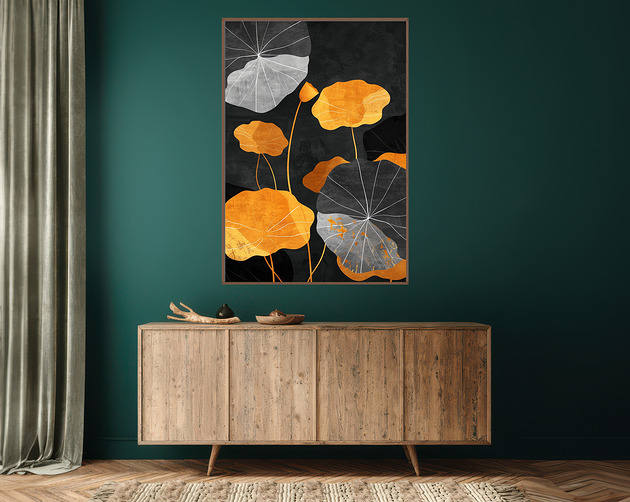 plakaty Liście lotusu - Plakat, druk - Chiński Orient, Harmonia Zen, Wabi Sabi #100
