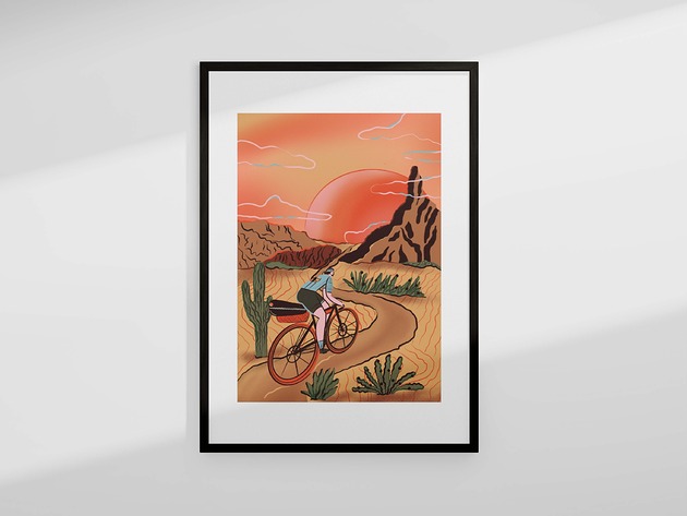plakaty Plakat Rowerowy Bikepacking Zachód Słońca