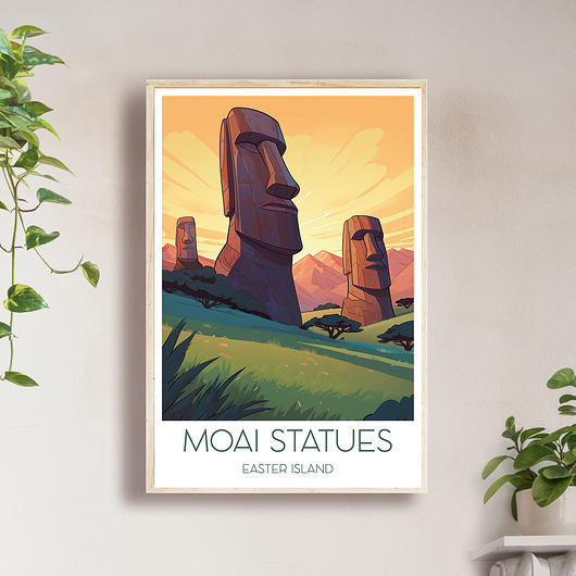 plakaty Wyspy Wielkanocne - Moai - Plakat, pamiątka dla podróżnika