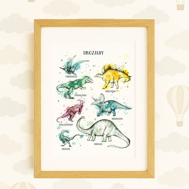 obrazy i plakaty do pokoju dziecięcego Dinozaury, A4