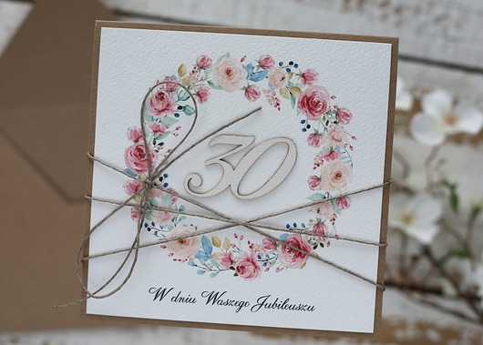 kartki scrapbooking Ręcznie robiona kartka życzenia z okazji 30. rocznicy ślubu