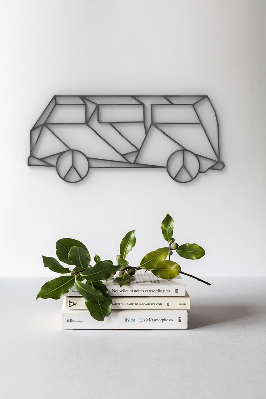 Ozdoby na ścianę Hippie Van - bus -auto- 3d geometryczna dekoracja na ścianę