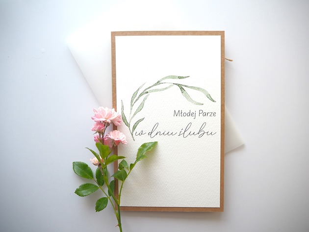 kartki scrapbooking Duża Kartka na ślub Listki