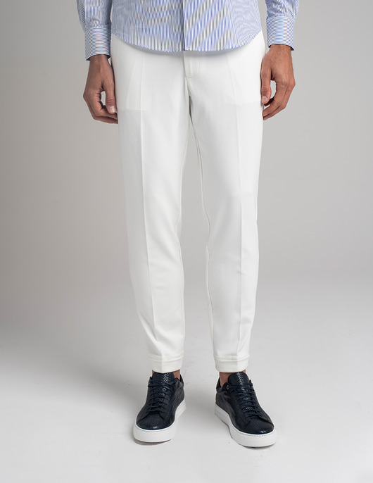 spodnie męskie Spodnie prossedi białe slim fit