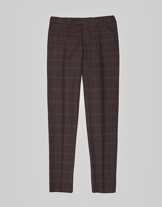 spodnie męskie Spodnie męskie w kratę do zestawu naro 02 bordo slim fit