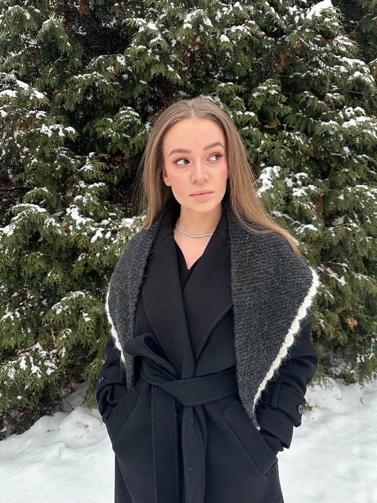 szale damskie Mira szal chusta z baby alpaki z ozdobną ramką alpaka & merino handmade