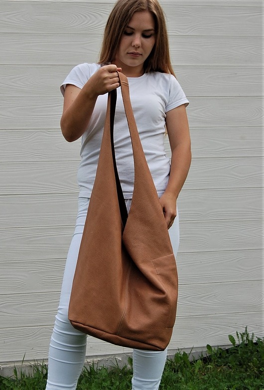 torby na zakupy Duża skórzana damska torba - worek