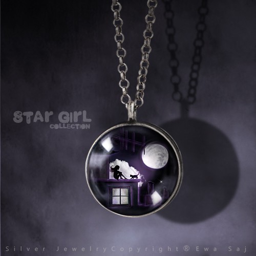 Star Girl i pełnia księżyca - srebrny simple Ewa Saj  Silver