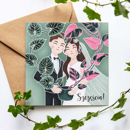 Kartka ślubna z Parą Młodą - Szczęścia 02 Variegata Design