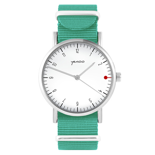 zegarki unisex Zegarek - Simple biały - turkusowy, nylonowy