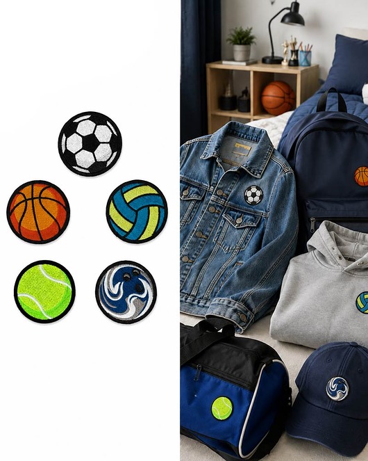 naszywki na ubrania Zestaw 5 naszywek termoprzylepnych piłki sportowe dla dzieci i dorosłych