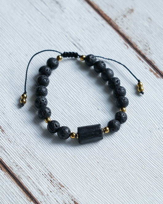 biżuteria męska Męska gruba bransoleta z turmalinem (złota)