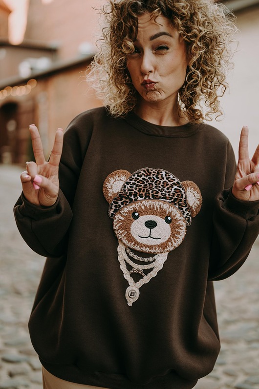bluza bez kaptura damska Bluza  oversize Aperol Teddy
