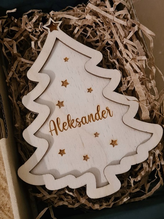 ozdoby choinkowe Bombka Bombki z imieniem PERSONALIZOWANE drewniane na prezent choinkę 1SZT