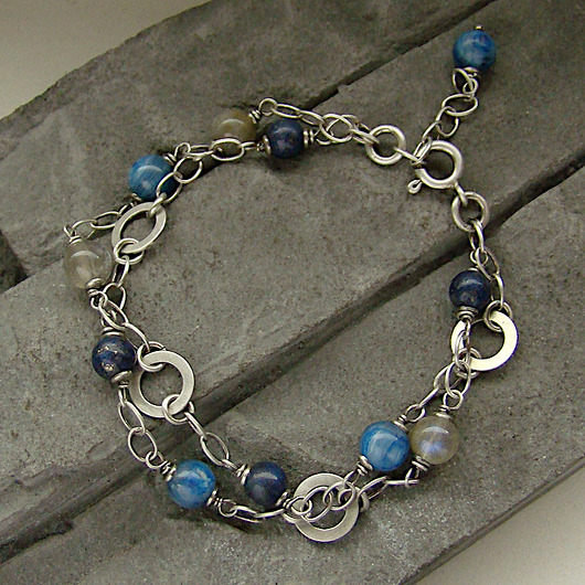 bransoletki z kamieni naturalnych Kyanit, lapis, labradoryt  - bransoletka