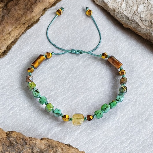 bransoletki z kamieni naturalnych SUKCES - amulet - turkus, cytryn, tygrysie oko, hematyt