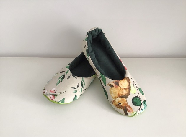 kapcie damskie Kapcie kwiaty i królik