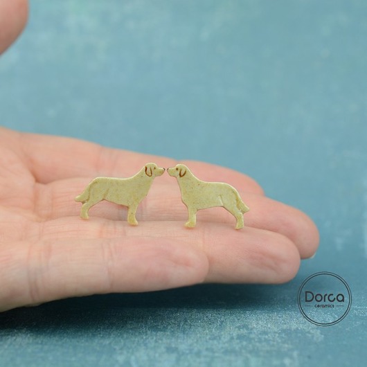 Labrador mini pieski- ceramiczne kolczyki Dorca