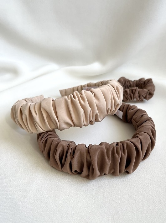 opaski do włosów Zestaw 2 marszczonych opasek do włosów - Lulu i Cappuccino