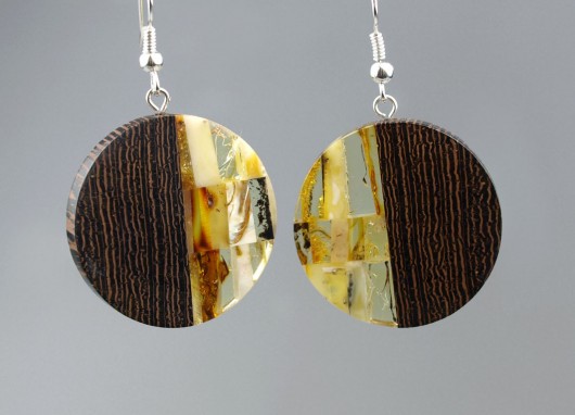 KLIMT - kolczyki z drewna i bursztynu AmberTree