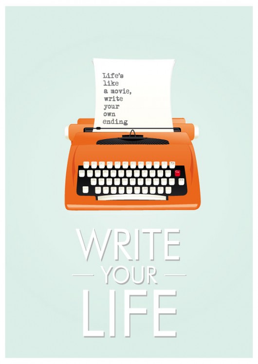 Write your life - retro plakat - grafika A3 Pankmat